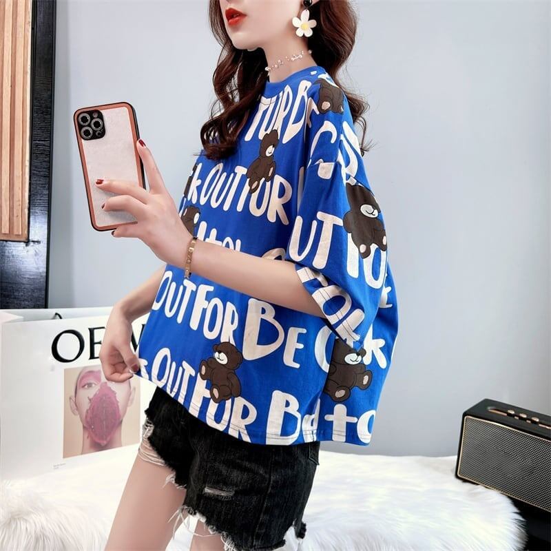 着心地抜群 ラウンドネック 好感度満載 プリント Tシャツ カットソー＜S-2879＞