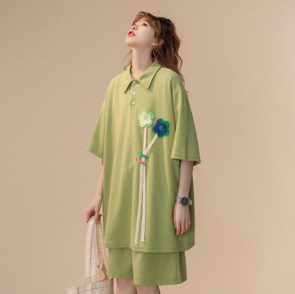 期間限定 ゆったり感アップ ファッション Tシャツ＋ショートパンツ セットアップ＜S-8679＞