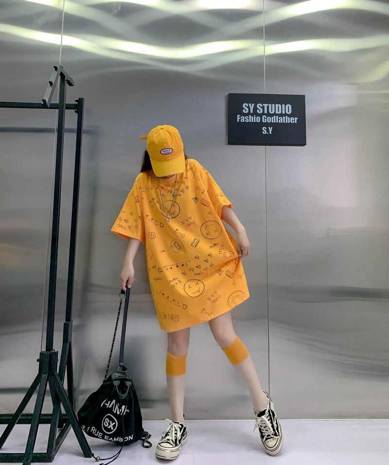 売り切れ必至 ゆったり ファッション感満々 ロング丈 3色半袖Tシャツ＜S-9086＞