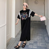 おすすめ レース ファッション 切り替え プリント Tシャツ カットソー ワンピース＜S-8535＞