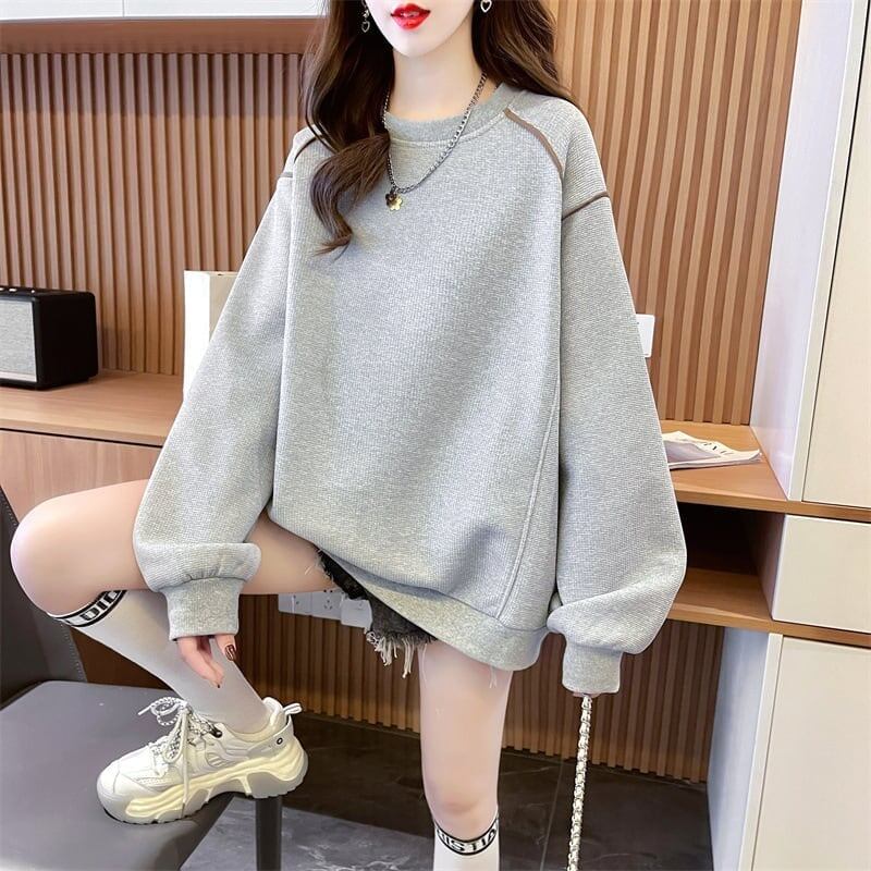 定番シンプル  ワッフル スウェット三色ありトップス＜S-4152＞