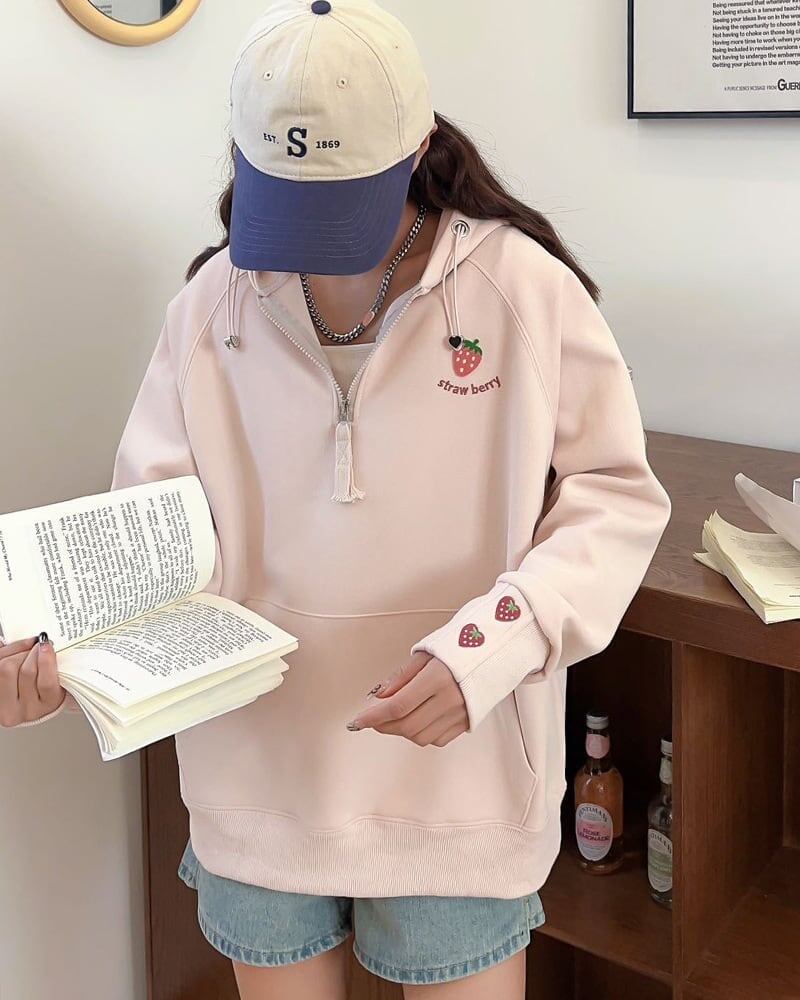 定番シンプル  いちごロゴ パーカ全4色トップス<S-4791>