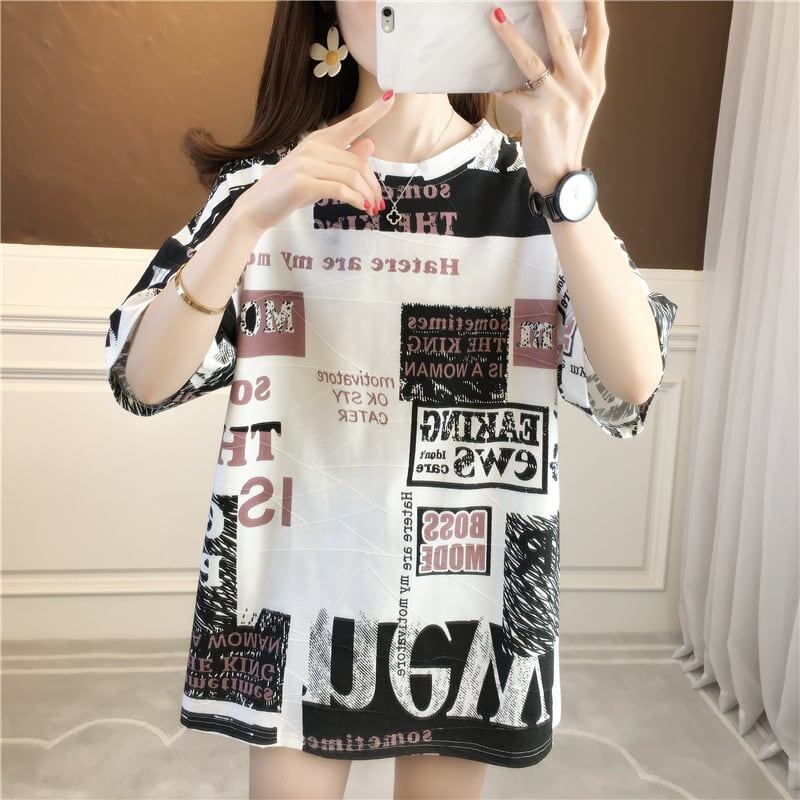 カジュアル ラウンドネック オシャレ度満点 プリント Tシャツ カットソー＜S-2947＞