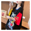 大注目 ドロップショルダー 落書き カラーマッチング プリントTシャツ ゆったり半袖 ＜S-3010＞