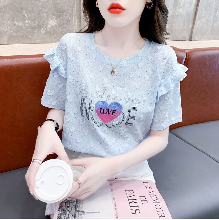 新商品 大人可愛い 話題沸騰中 ホットダイヤモンド 全3色 半袖Tシャツ<S-8868>