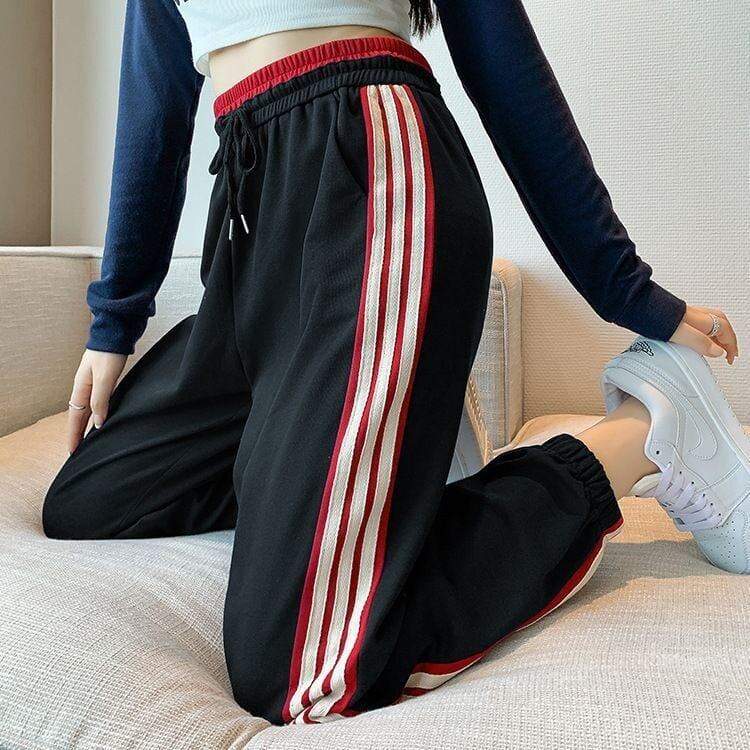 【半額！期間限定！！】定番シンプル 三色 ストライプ柄 スウェット ジョガーパンツ <S-4095>