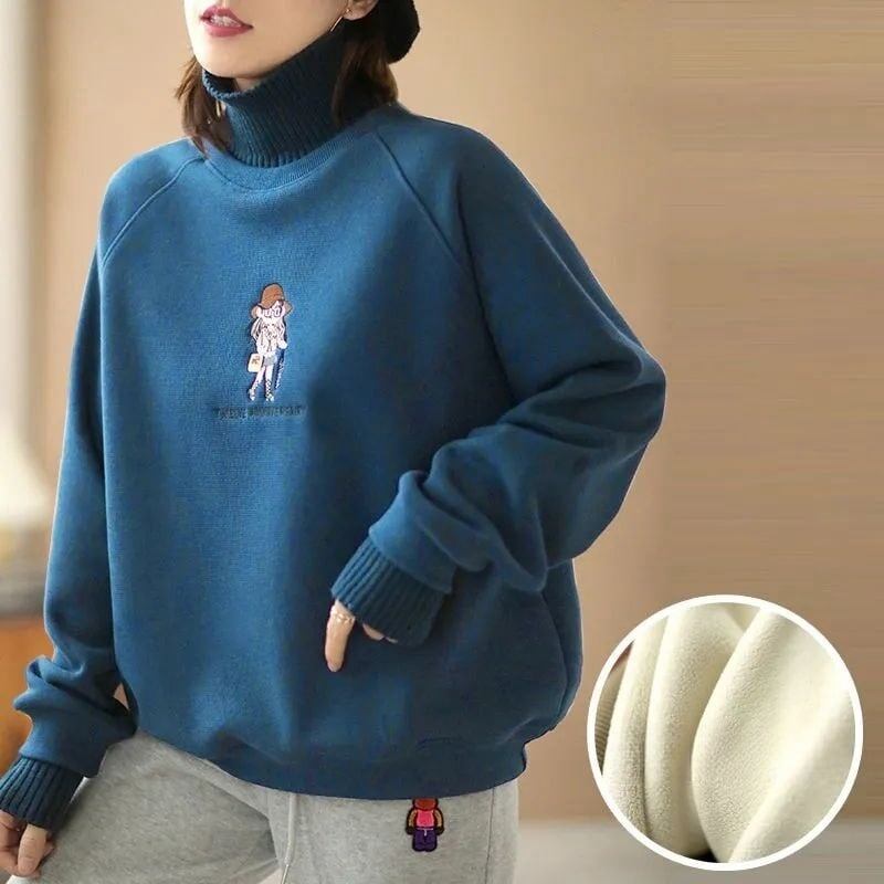 【裏起毛】大活躍  ハイネック刺?ロゴ厚手スウェット全5色 <S-4717>