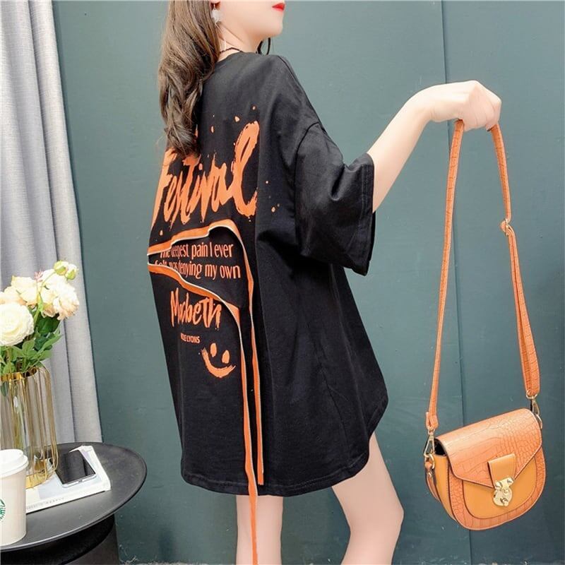 デザイン感 切り替え チャーミング プリント Tシャツ カットソー＜S-3578＞