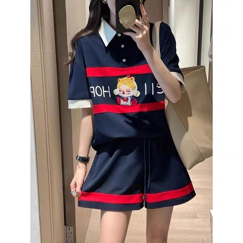 数量限定 プリント切り替え カジュアル 半袖Ｔシャツⅹパンツセット全2色 <S-8665>