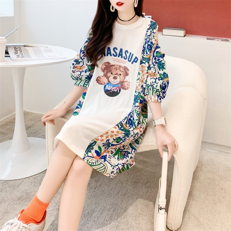 フライドストリート半袖トレンディな韓国風ラウンドネックTシャツ<S-2868>