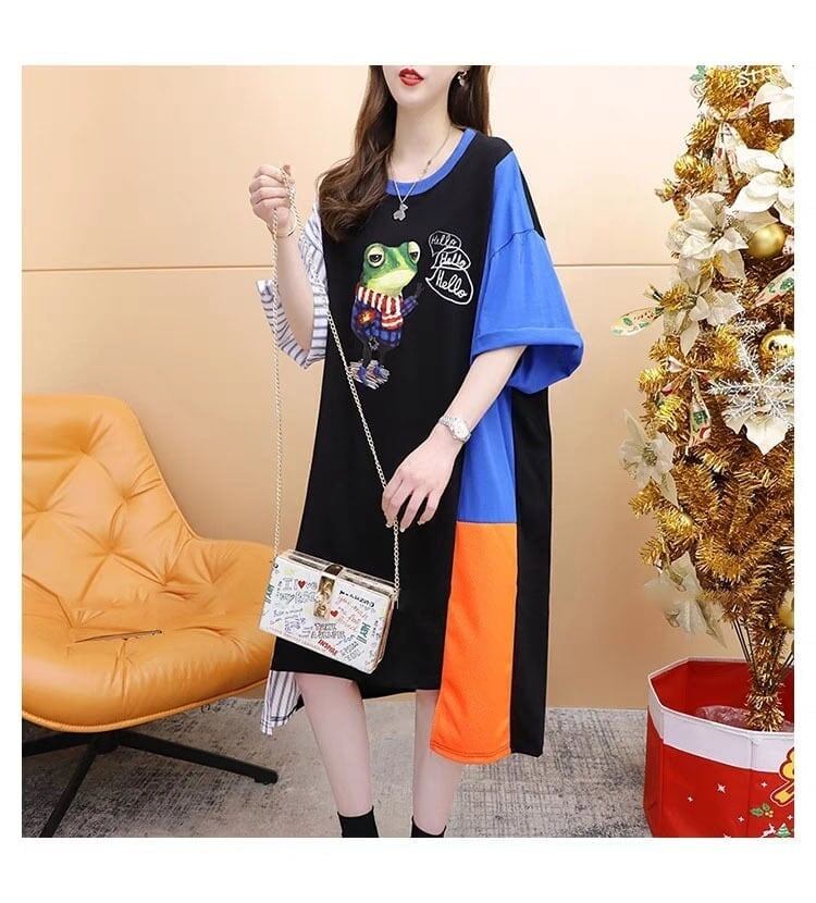 夏新作 カラーマッチング 存在感満点 ロング Tシャツ ゆったり ＜S-2839＞