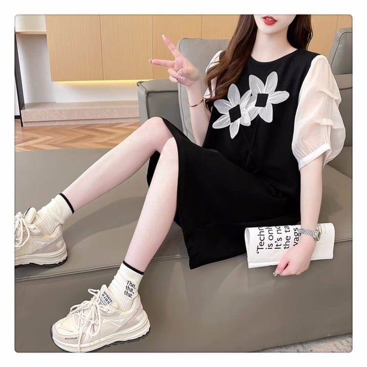 夏新作 ロング 花柄 Tシャツ 三色 ＜S-2836＞
