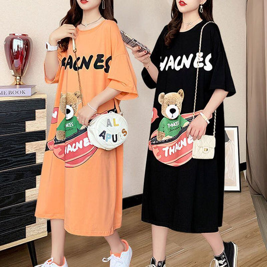 スタイリッシュ プリント カジュアル Tシャツ カットソー ワンピース＜S-8285＞