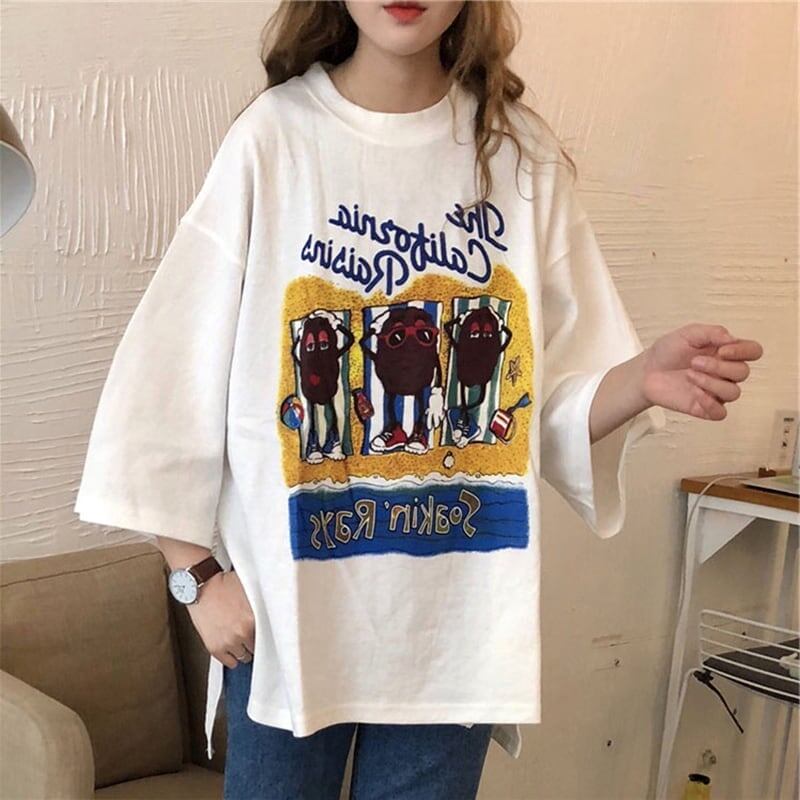合わせやすい 切り替え 美人度アップ プリント Tシャツ カットソー＜S-3447＞
