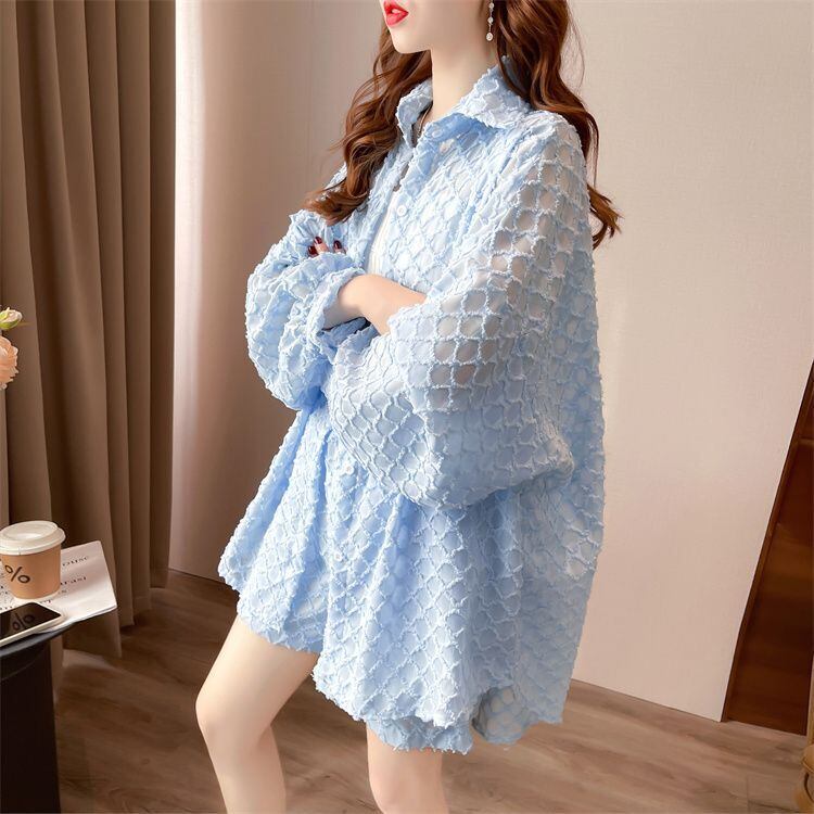 韓国風ファッション 着心地良い スタイルアップ 全3色 シャツ＋ショートパンツ セットアップ＜S-9085＞