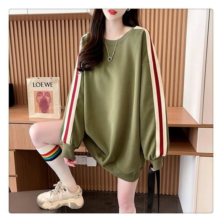 質感のいい 厚手ゆったりスウェット全3色 ストライプ柄 <S-4687>