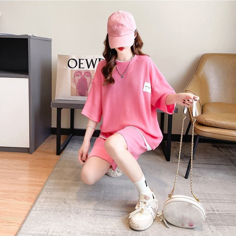 カジュアル 切り替え オシャレ度満点 Tシャツ＋ショートパンツ セットアップ＜S-3554＞