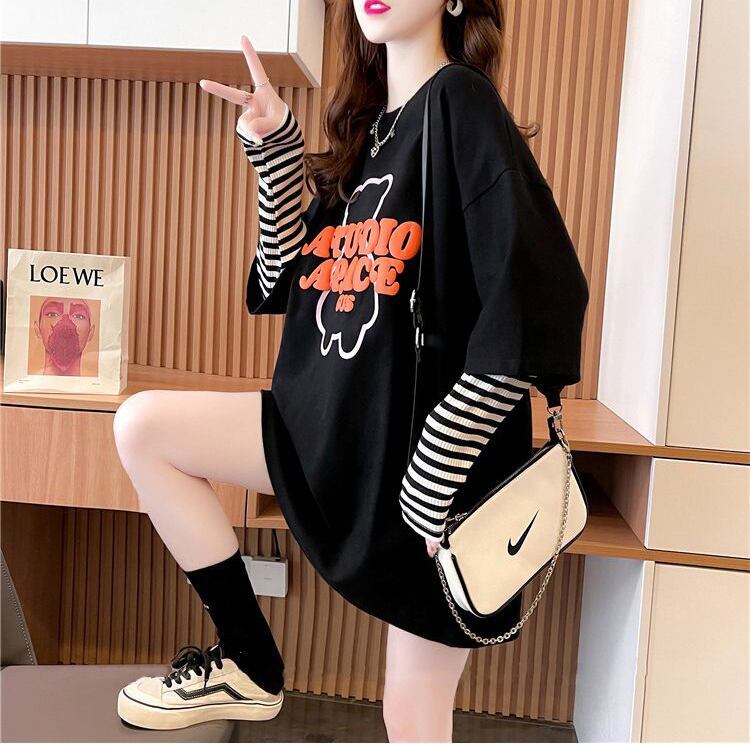 絶対流行 カジュアル アバンギャルド レイヤード風 プリント全3色 Tシャツ＜S-9587＞