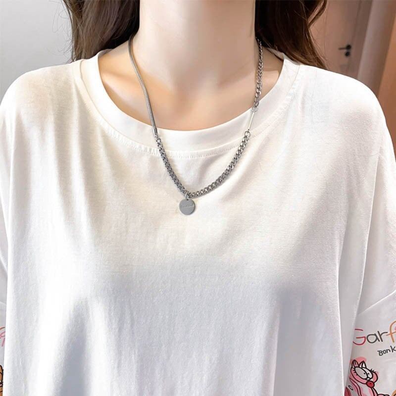個性的なデザイン 切り替え 一目惚れ プリント Tシャツ カットソー＜S-3620＞
