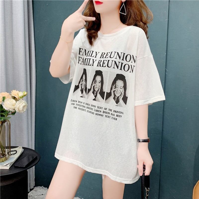 デザイン感 切り替え チャーミング プリント Tシャツ カットソー＜S-3517＞
