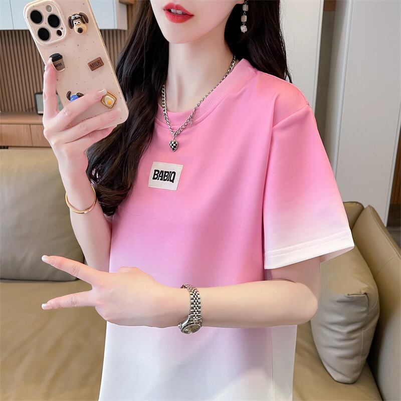 新商品 カジュアル グラデーション プリント 全3色 半袖Tシャツ<S-9214>
