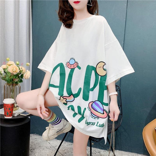 ファッション 切り替え 美人度アップ プリント Tシャツ カットソー＜S-3636＞