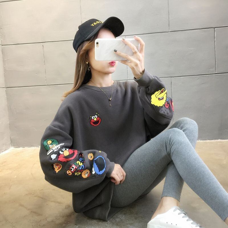 【人気商品再入荷】超人気 キュート ファッション ルーズ 男女兼用 スウェット<S-6837>