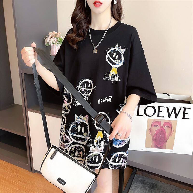新商品 大人可愛い 大活躍 カジュアル キュートプリント 全2色 半袖Tシャツ＜S-8595＞