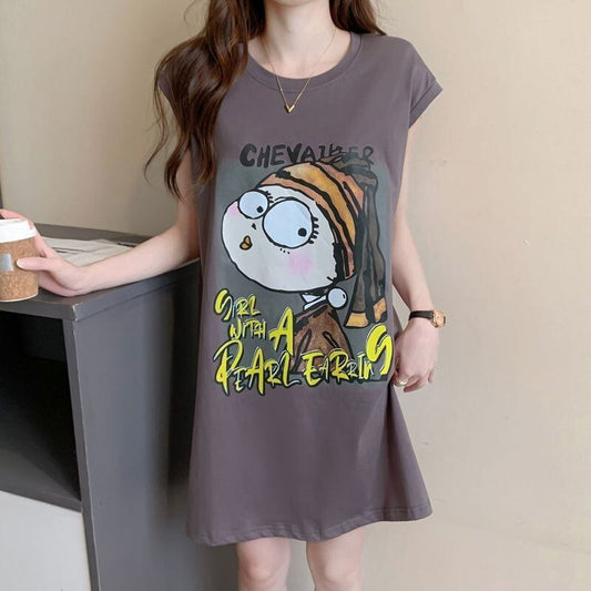 真夏も快適 着心地良い ファッション感満々 プリント全4色 ノースリーブ Tシャツ カットソー＜S-9161＞