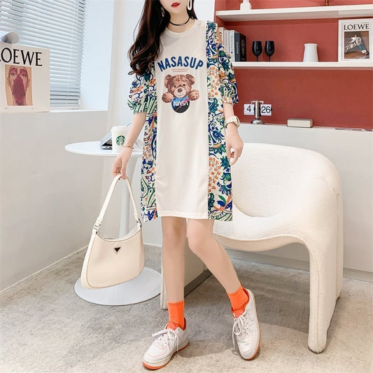 フライドストリート半袖トレンディな韓国風ラウンドネックTシャツ<S-2868>