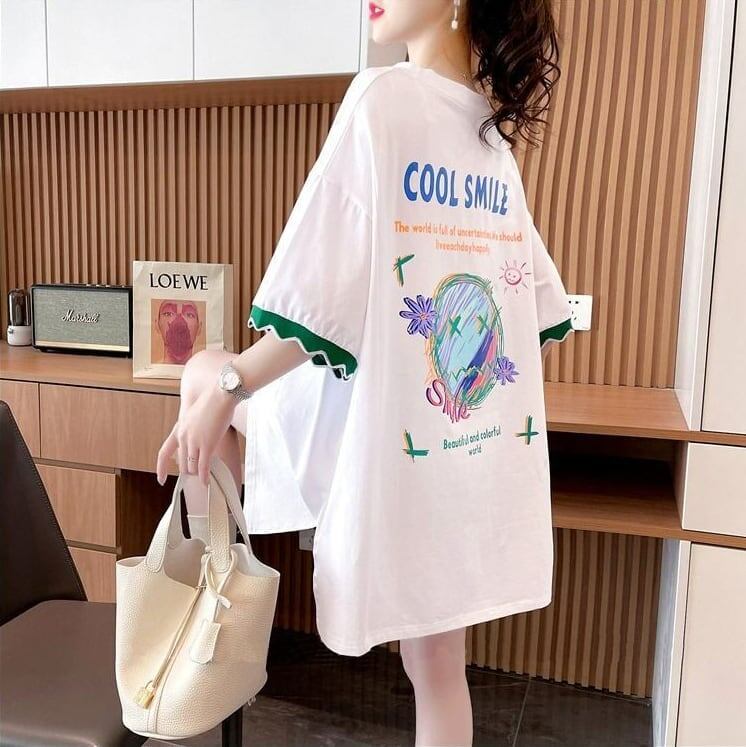 【半額！期間限定！！】デザインセンスニッチなミドル丈半袖Tシャツ2023新スタイル<S-3007>