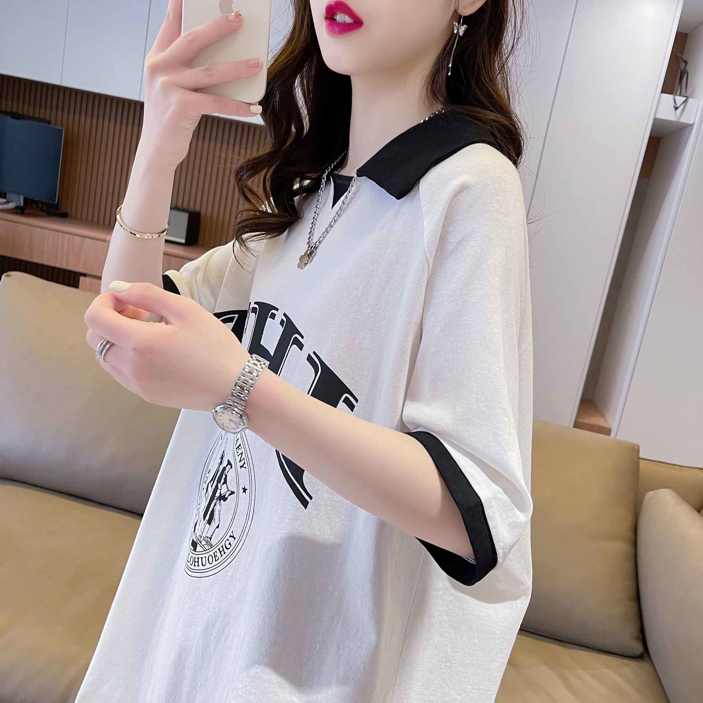 激安販売中 レトロ ファッション 海外トレンド ルーズ 半袖シャツ<S-6657>