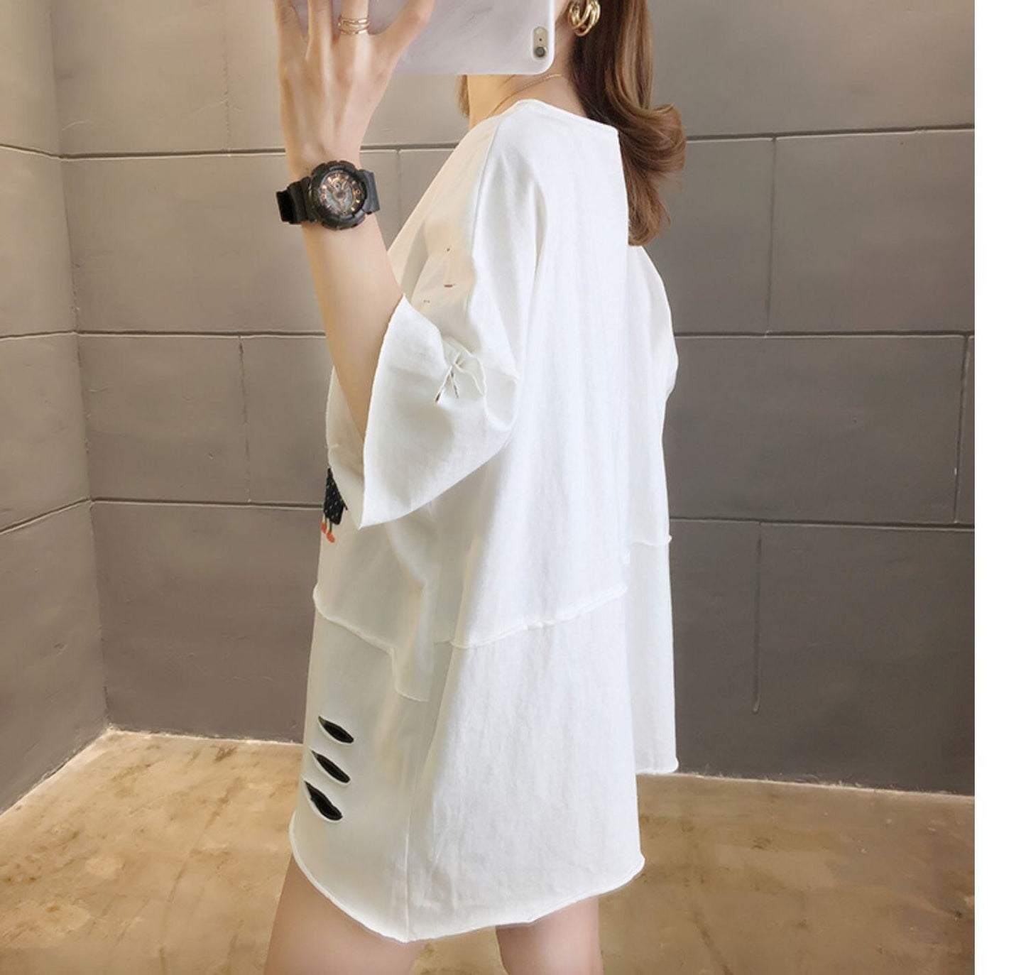 絶対欲しい ダメージ加工 個性派 ゆったり 半袖Tシャツ 全3色 ＜S-4949＞