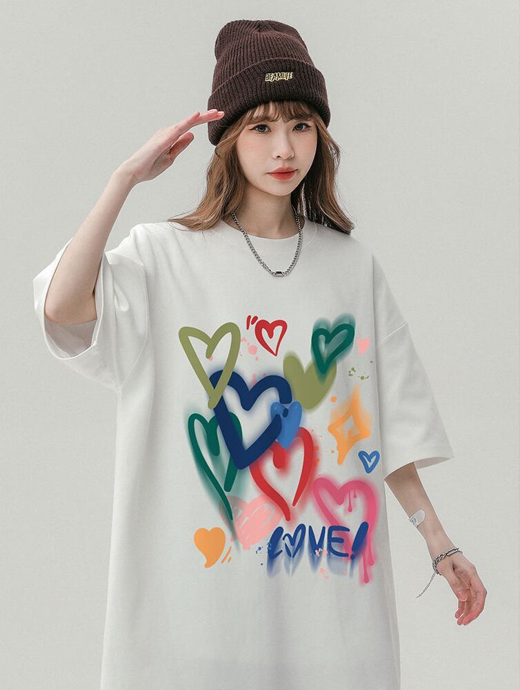 売り切れ必至 プリント ファッション 4色選択 半袖Tシャツ＜S-8594＞