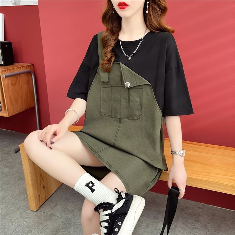 スタイリッシュ プリント 一目惚れ Tシャツ カットソー ワンピース＜S-3477＞