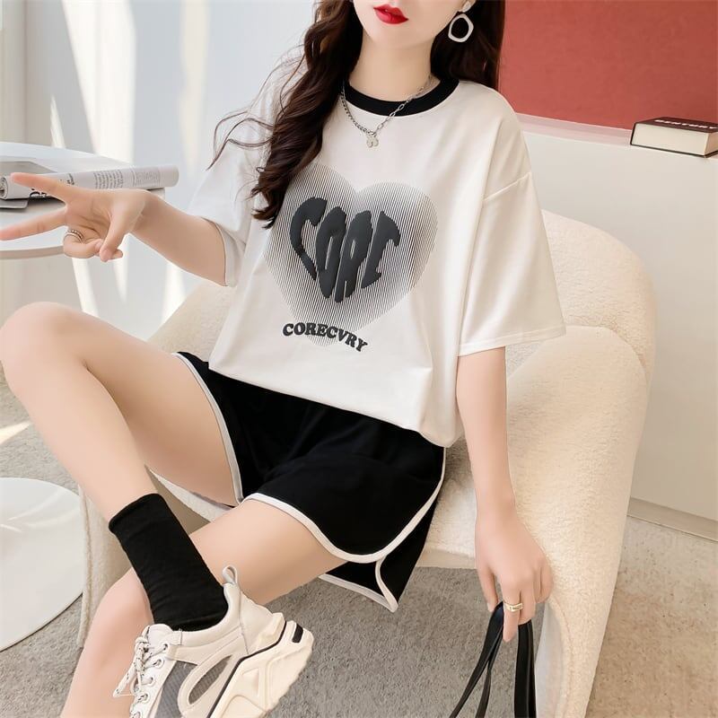 スタイリッシュ 切り替え 一目惚れ Tシャツ＋ショートパンツ セットアップ＜S-3614＞
