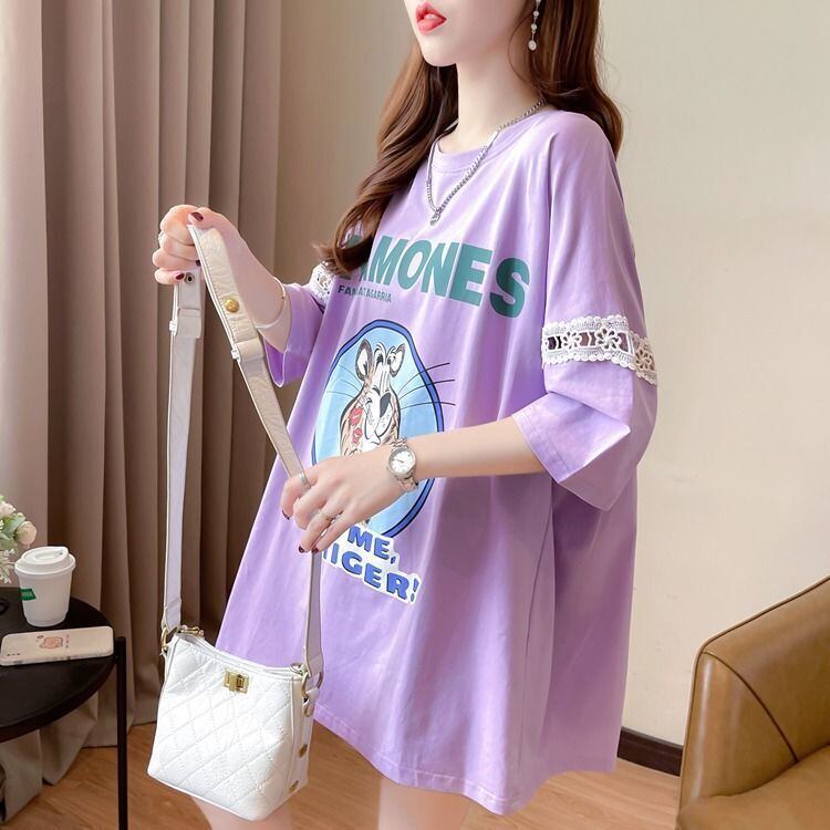 新商品 プリント ファッション ゆったり 全4色 半袖 Tシャツ＜S-11493＞