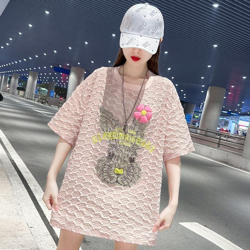 話題沸騰中 キュート カジュアル ホットダイヤモンド 半袖Tシャツ＜S-8626＞