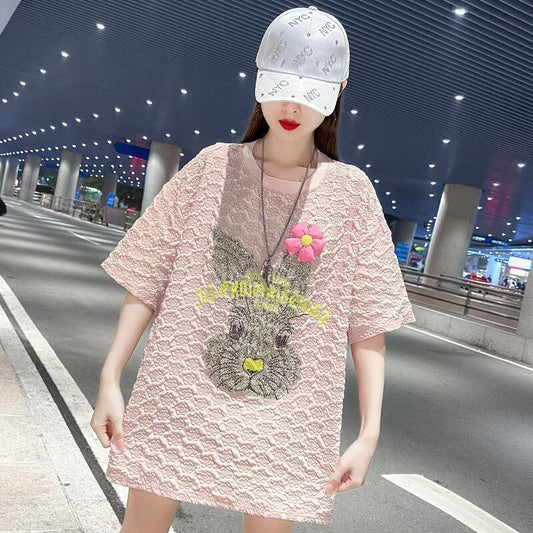話題沸騰中 キュート カジュアル ホットダイヤモンド 半袖Tシャツ＜S-8626＞