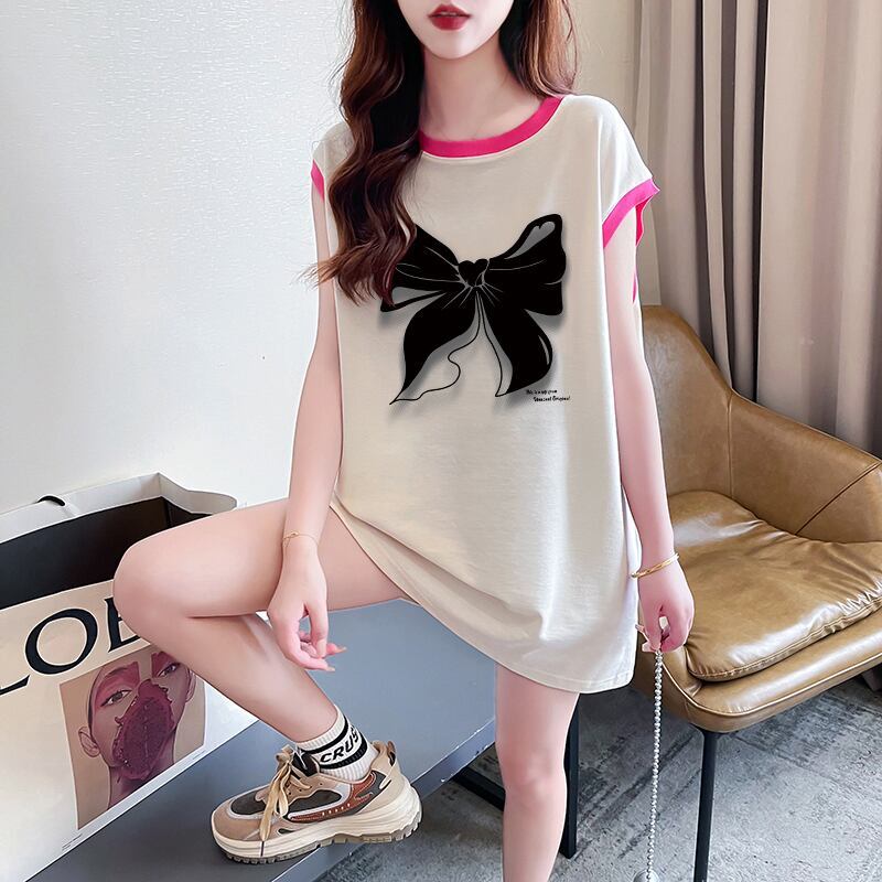 超人気 プリント全4色 軽い生地が夏にぴったり！ ノースリーブ Tシャツ カットソー＜S-9075＞