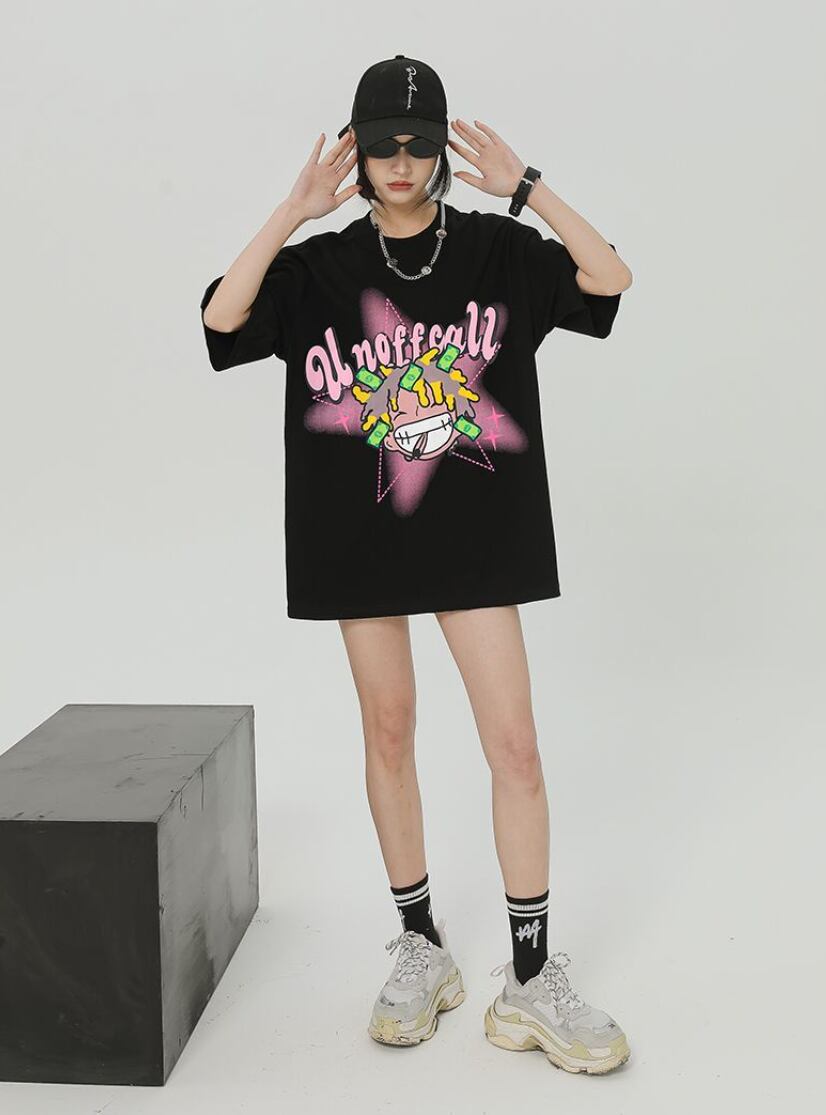 プリント ゆったり 半袖 Tシャツ <S-13132>
