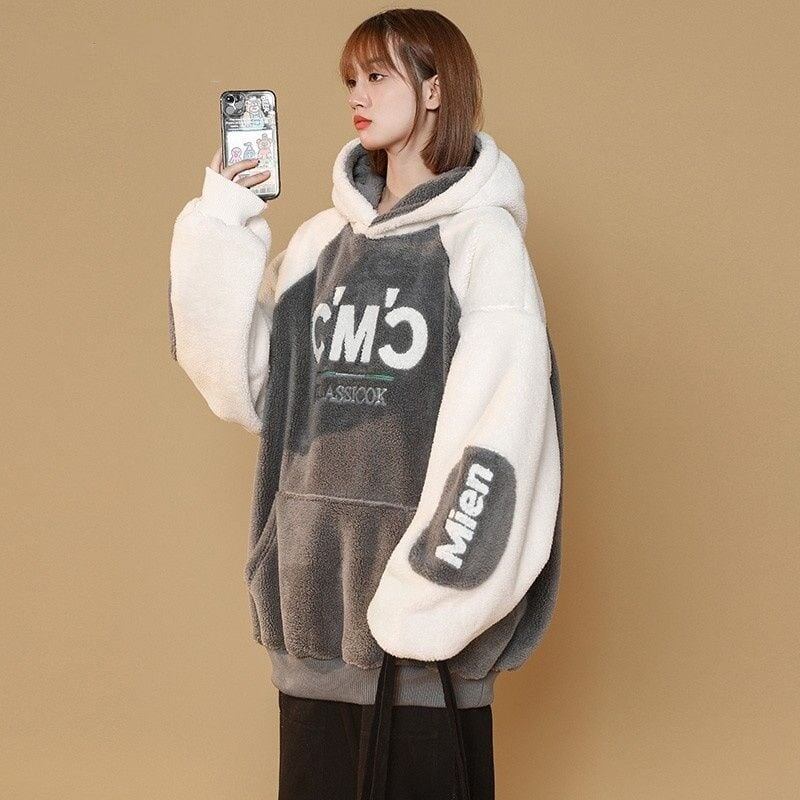 女子マストもこもこ配色厚手ボアパーカー全2色<S-4393>