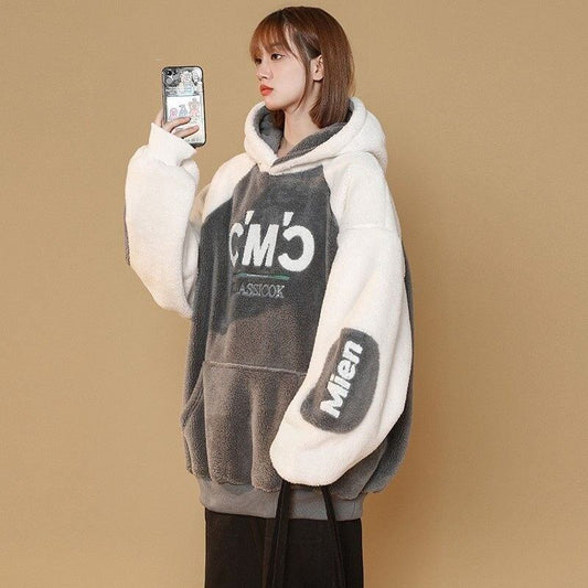 女子マストもこもこ配色厚手ボアパーカー全2色<S-4393>