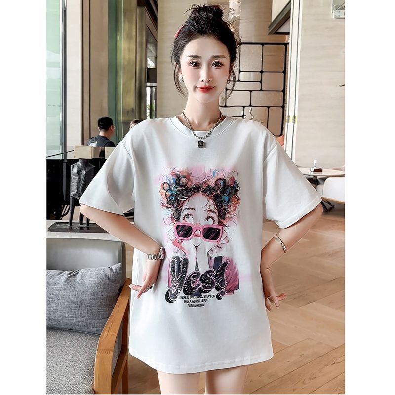 【半額！期間限定！！】大人可愛い上質 キュートプリント カジュアル 半袖Tシャツ＜S-8593＞