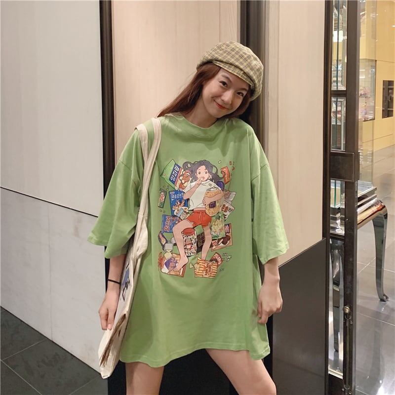 ルーズ 切り替え オシャレ度満点 プリント Tシャツ カットソー＜S-3459＞