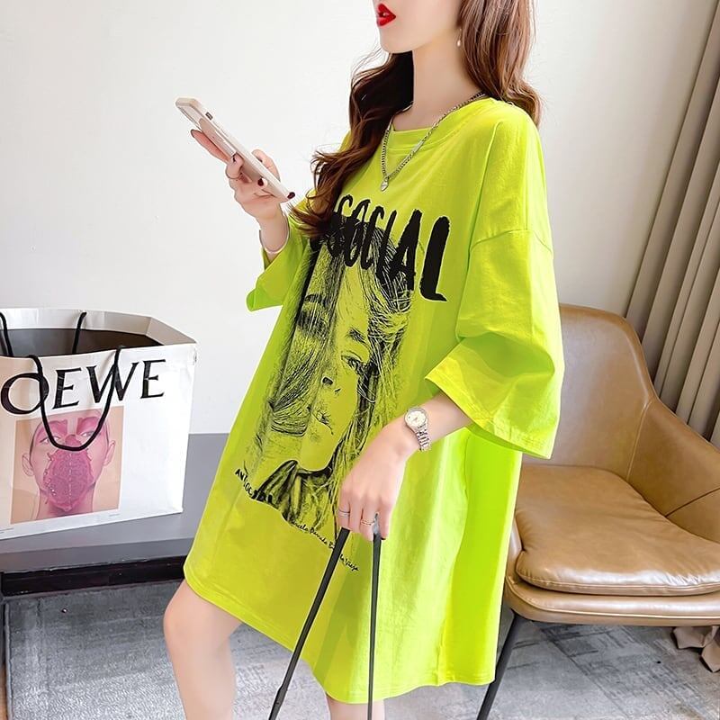 美人度アップ 切り替え ファッション プリント Tシャツ カットソー＜S-3399＞