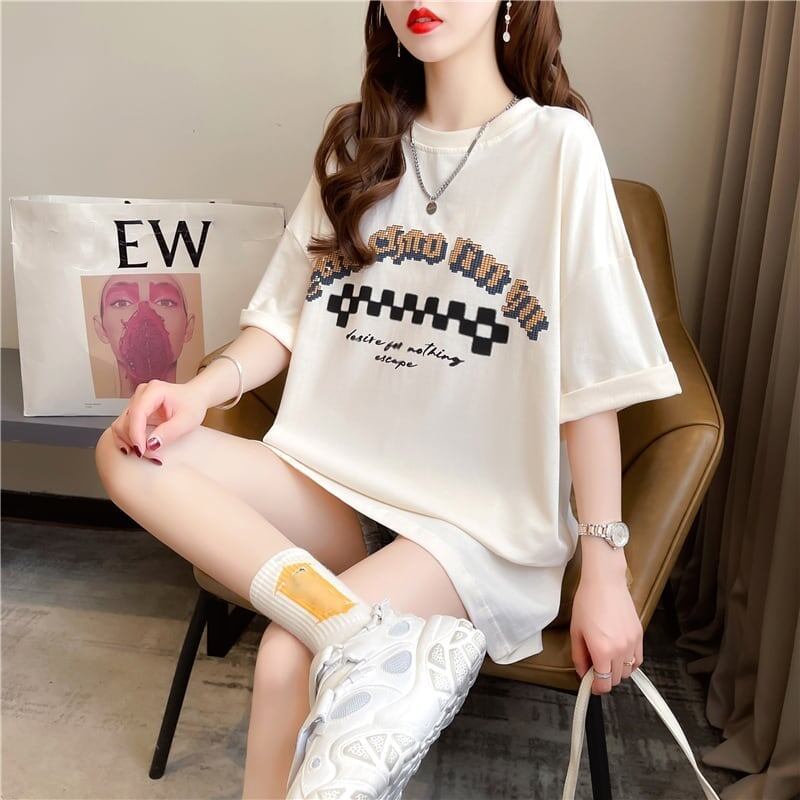 ゆったり感アップ 切り替え オシャレ度満点 プリント Tシャツ カットソー＜S-3478＞
