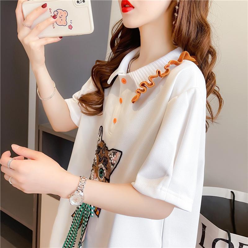 超人気 ファッション 大人可愛い 上質 半袖シャツ<S-6599>