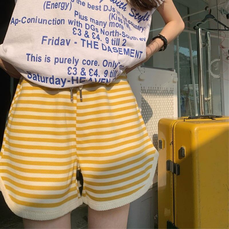 カジュアル ボーダー柄 オシャレ度満点 ハイウエスト パンツ ボトムス＜S-3221＞