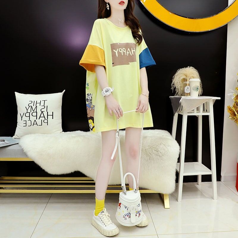 話題沸騰中 配色 オシャレ ゆったり 体型カバー 着せ 半袖 Tシャツ ＜S-1969＞